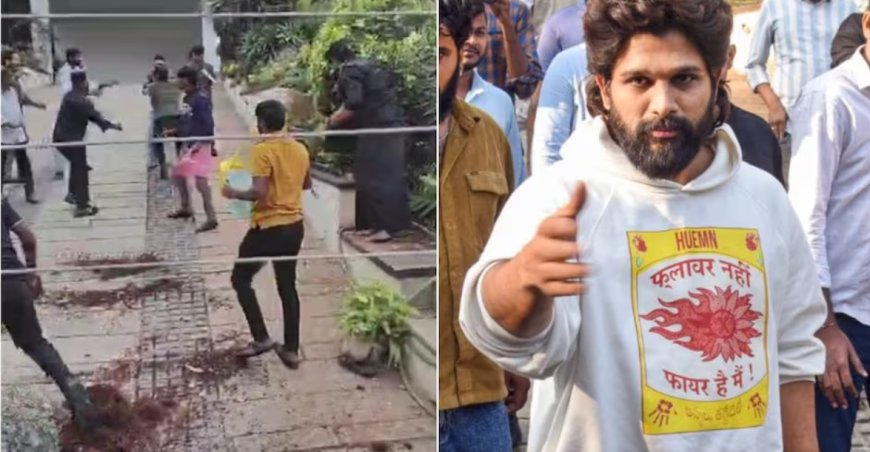 Protesters from Osmania University Attack Allu Arjun's Hyderabad Residence Over Stampede Tragedy Compensation